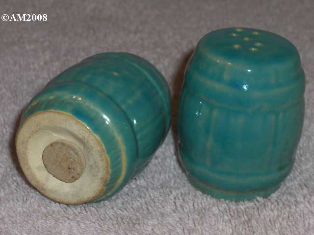 Frankoma barrel shakers glazed turquoise